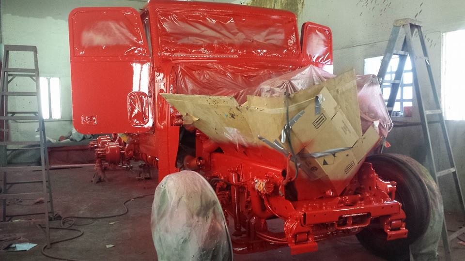 Cab Repaint — Red Gloss Finish